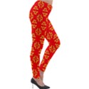 Red Background Yellow Shapes Lightweight Velour Leggings View4