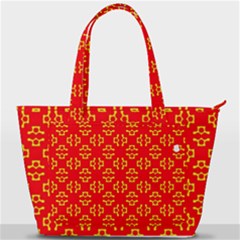 Red Background Yellow Shapes Back Pocket Shoulder Bag 