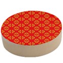 Red Background Yellow Shapes Wooden Bottle Opener (Round) View1