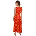 Red Background Yellow Shapes V-Neck Chiffon Maxi Dress View2