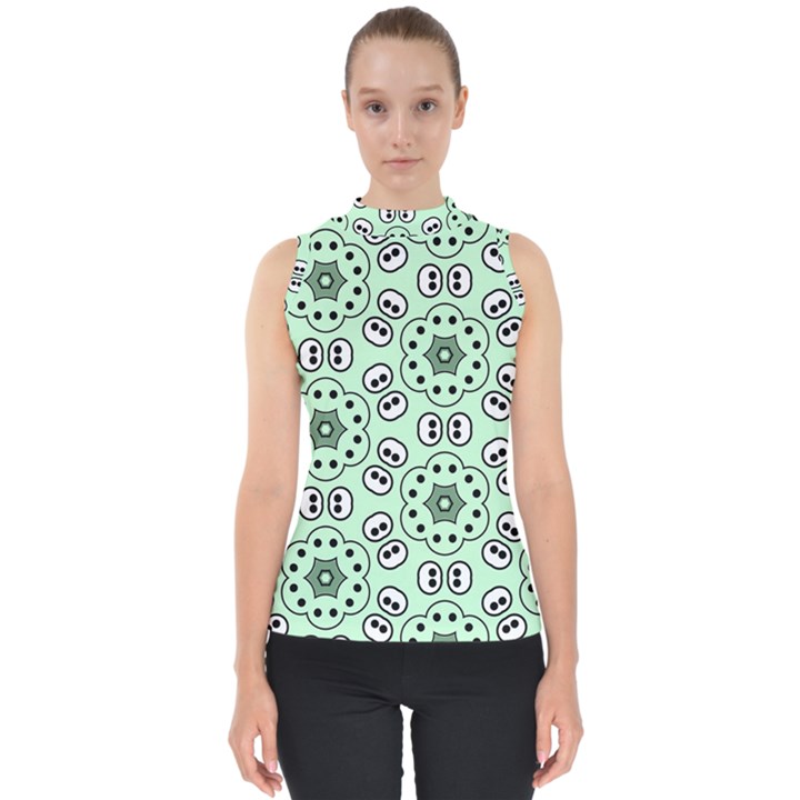 Background Texture Dots Pattern Mock Neck Shell Top