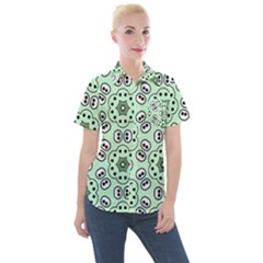 Background Texture Dots Pattern Women s Short Sleeve Pocket Shirt