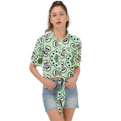 Background Texture Dots Pattern Tie Front Shirt 