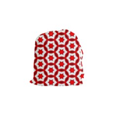 Pattern Red White Texture Seamless Drawstring Pouch (small) by Simbadda