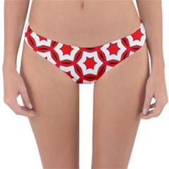 Pattern Red White Texture Seamless Reversible Hipster Bikini Bottoms by Simbadda