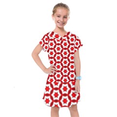 Pattern Red White Texture Seamless Kids  Drop Waist Dress by Simbadda