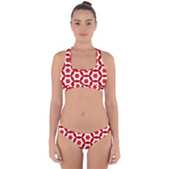 Pattern Red White Texture Seamless Cross Back Hipster Bikini Set by Simbadda