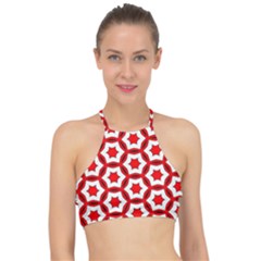 Pattern Red White Texture Seamless Racer Front Bikini Top