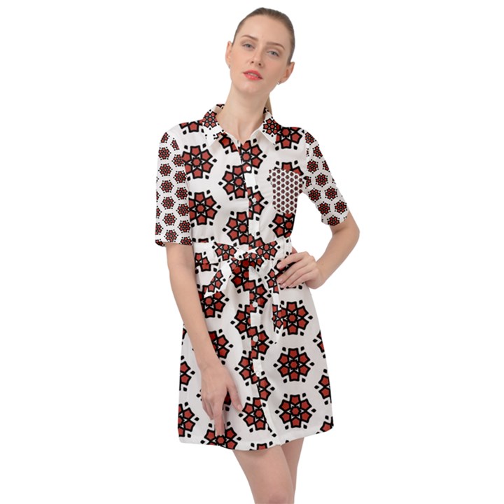 Pattern Seamless Seamless Pattern Belted Shirt Dress