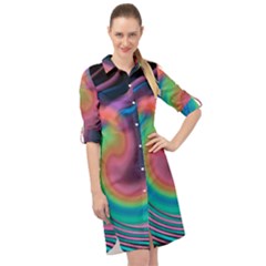 Abstract Art Abstract Background Long Sleeve Mini Shirt Dress