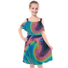 Abstract Art Abstract Background Kids  Cut Out Shoulders Chiffon Dress