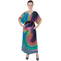 Abstract Art Abstract Background V-neck Boho Style Maxi Dress