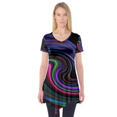 Art Abstract Colorful Abstract Art Short Sleeve Tunic  by Simbadda