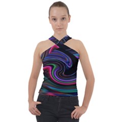 Art Abstract Colorful Abstract Art Cross Neck Velour Top by Simbadda