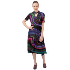 Art Abstract Colorful Abstract Art Keyhole Neckline Chiffon Dress