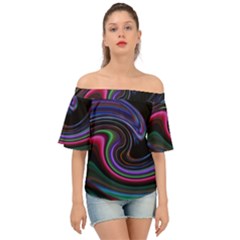 Art Abstract Colorful Abstract Art Off Shoulder Short Sleeve Top