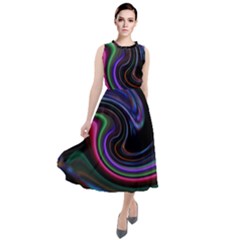 Art Abstract Colorful Abstract Art Round Neck Boho Dress