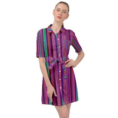 Stripes Wallpaper Texture Belted Shirt Dress by Simbadda