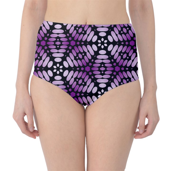 Pattern Purple Seamless Design Classic High-Waist Bikini Bottoms