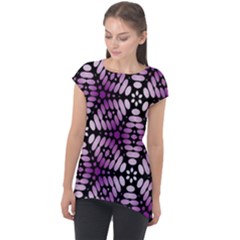 Pattern Purple Seamless Design Cap Sleeve High Low Top by Simbadda