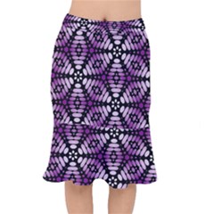 Pattern Purple Seamless Design Short Mermaid Skirt by Simbadda