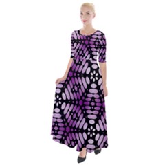 Pattern Purple Seamless Design Half Sleeves Maxi Dress