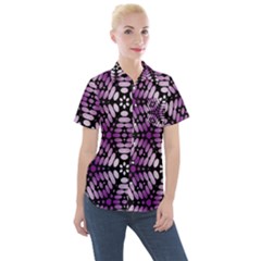 Pattern Purple Seamless Design Women s Short Sleeve Pocket Shirt