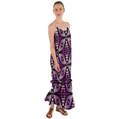 Pattern Purple Seamless Design Cami Maxi Ruffle Chiffon Dress