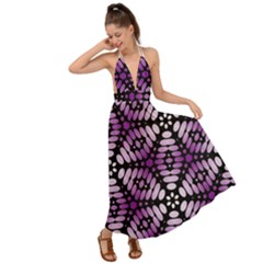 Pattern Purple Seamless Design Backless Maxi Beach Dress