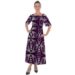 Pattern Purple Seamless Design Shoulder Straps Boho Maxi Dress 