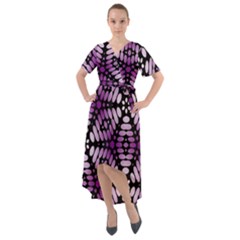 Pattern Purple Seamless Design Front Wrap High Low Dress