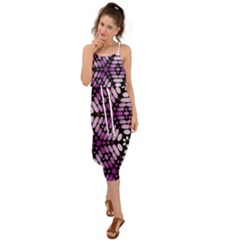 Pattern Purple Seamless Design Waist Tie Cover Up Chiffon Dress