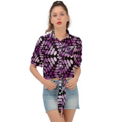 Pattern Purple Seamless Design Tie Front Shirt 