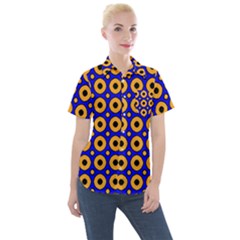 Pattern Circle Seamless Texture Women s Short Sleeve Pocket Shirt