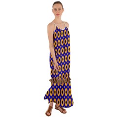 Pattern Circle Seamless Texture Cami Maxi Ruffle Chiffon Dress