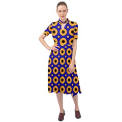 Pattern Circle Seamless Texture Keyhole Neckline Chiffon Dress