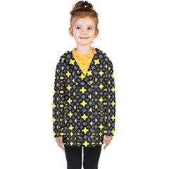 Pattern Black Background Texture Kids  Double Breasted Button Coat