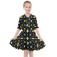 Pattern Black Background Texture Kids  All Frills Chiffon Dress