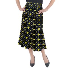 Pattern Black Background Texture Midi Mermaid Skirt