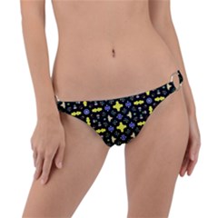 Pattern Black Background Texture Ring Detail Bikini Bottom