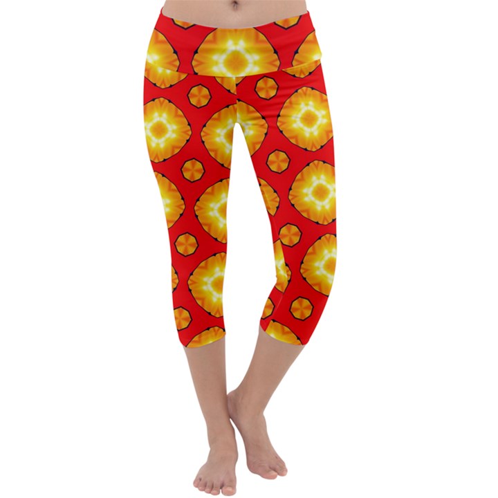 Sun Pattern Texture Seamless Capri Yoga Leggings