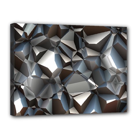 Triangles Polygon Color Silver Uni Canvas 16  X 12  (stretched) by Simbadda