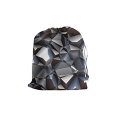 Triangles Polygon Color Silver Uni Drawstring Pouch (medium) by Simbadda