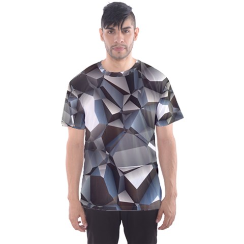 Triangles Polygon Color Silver Uni Men s Sports Mesh Tee by Simbadda