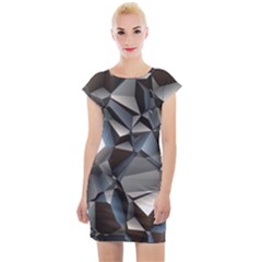 Triangles Polygon Color Silver Uni Cap Sleeve Bodycon Dress by Simbadda