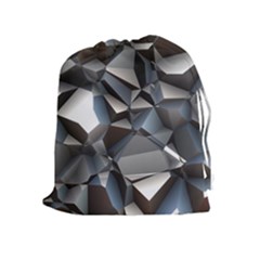 Triangles Polygon Color Silver Uni Drawstring Pouch (xl) by Simbadda