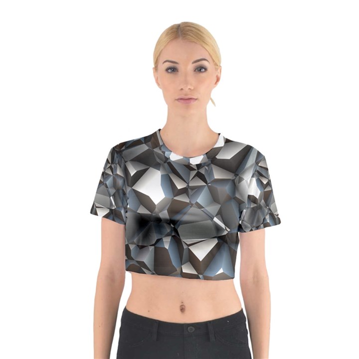 Triangles Polygon Color Silver Uni Cotton Crop Top