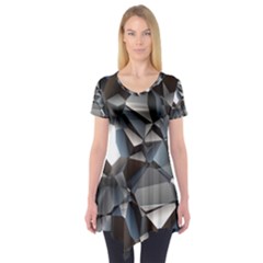 Triangles Polygon Color Silver Uni Short Sleeve Tunic  by Simbadda