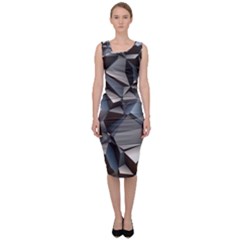 Triangles Polygon Color Silver Uni Sleeveless Pencil Dress by Simbadda