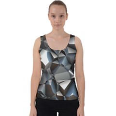 Triangles Polygon Color Silver Uni Velvet Tank Top by Simbadda